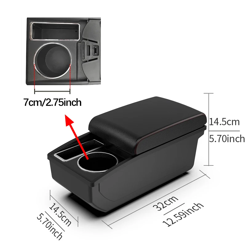 Car Armrest for Peugeot 208 2012 2013 2014 2015 2016 2017 2018 Interior Console Storage Box with Cup Holder Easy Installation