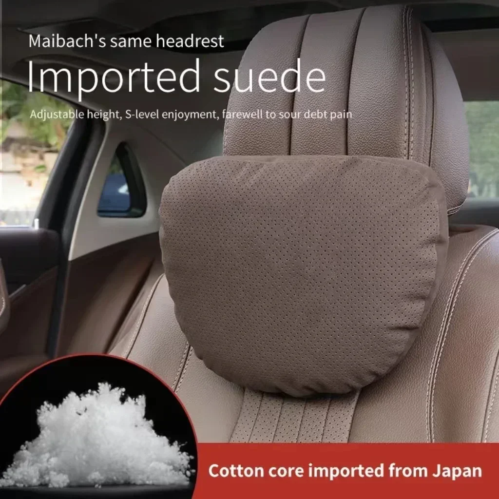 หนังนิ่ม Super Soft Headrest คอหมอนรถที่นั่งเอวหมอน Protector คอสําหรับ Tesla Audi Benz BMW ภายในรถยนต์