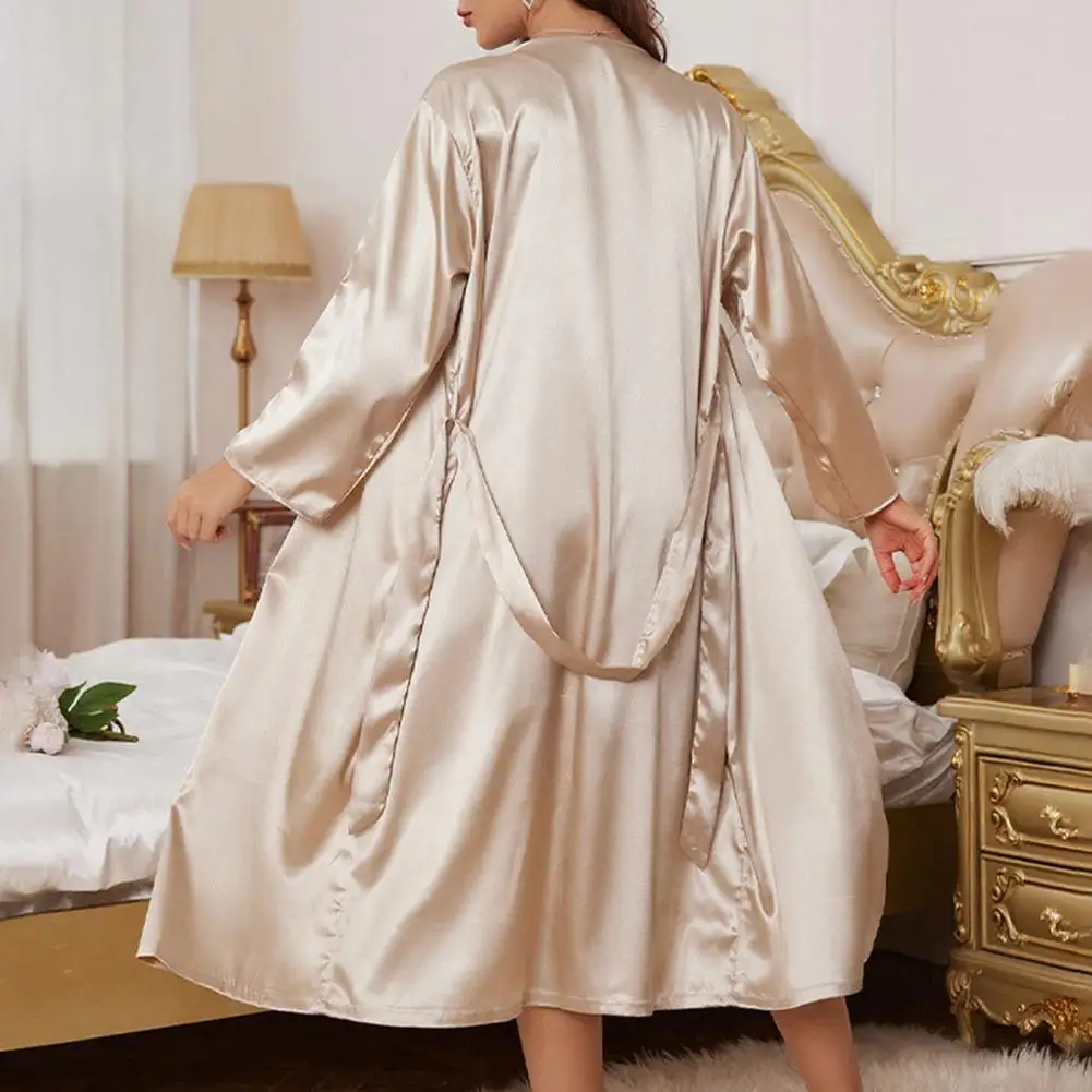 All Season Women Pajamas Women's Satin Robe Set with Cami Nightgown Long Sleeve Bridal Kimono Pajamas Sexy Wedding Sleepwear