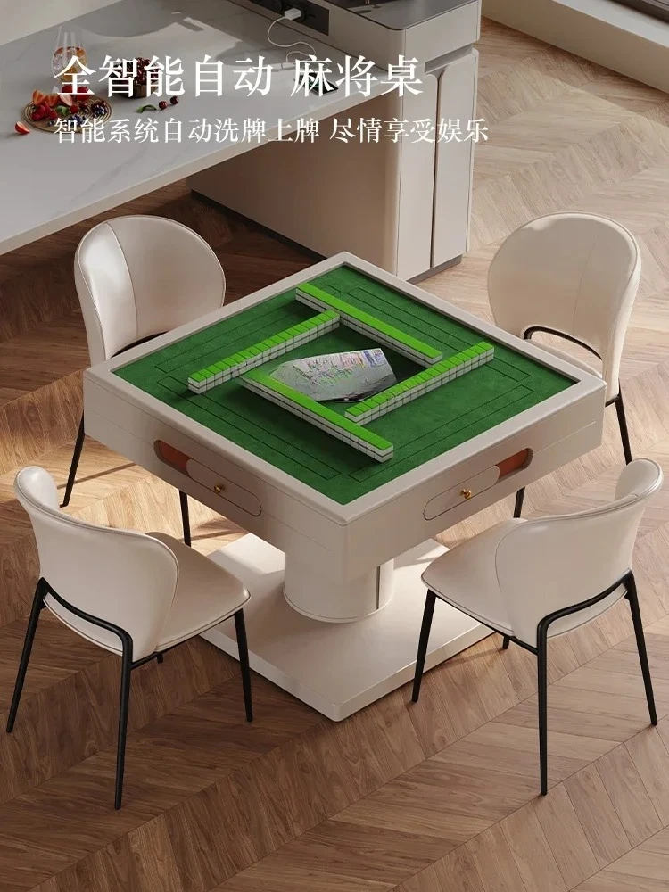 Cream Style Mahjong Table Multifunctional Retractable Household Stone Plate Kitchen Island Dining Table Automatic Mahjong