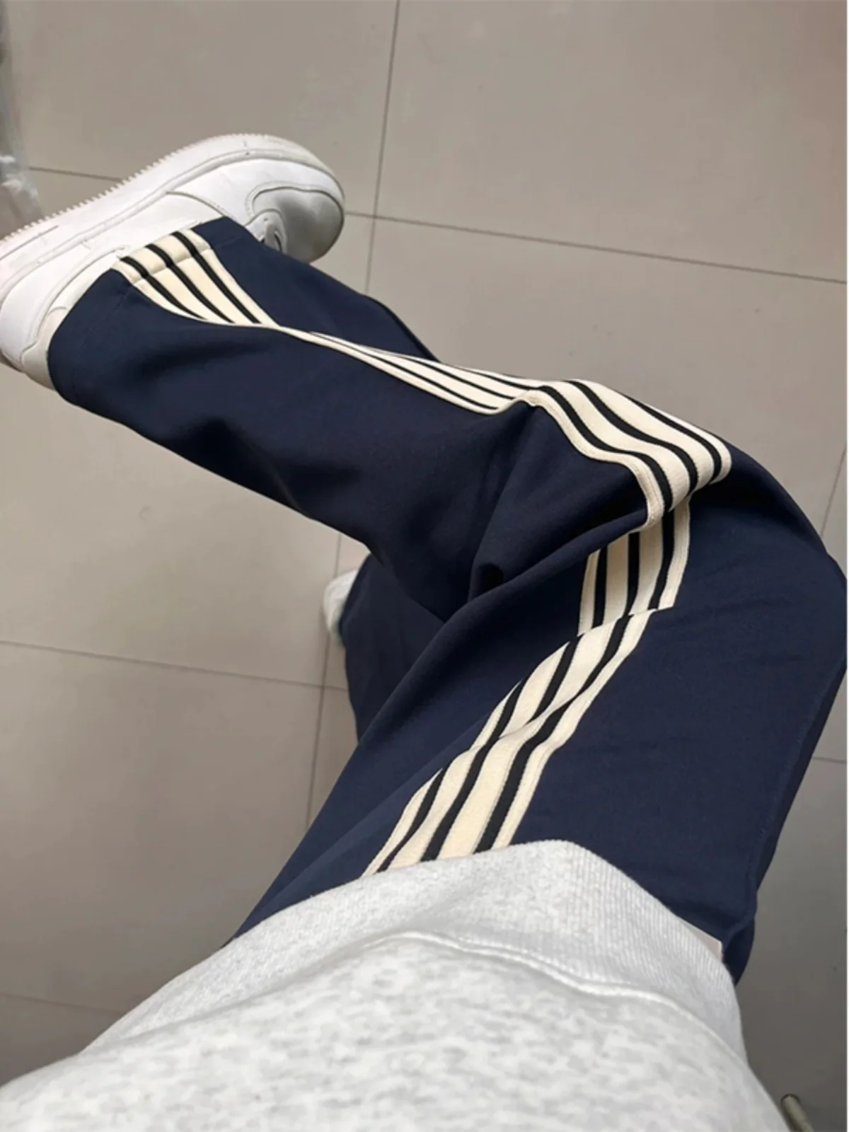 F2OOCUS Men's Summer Thin American Hiphop Striped Sports Pants Straight Leg Three Bars Casual Trousers CleanFit Low Waist