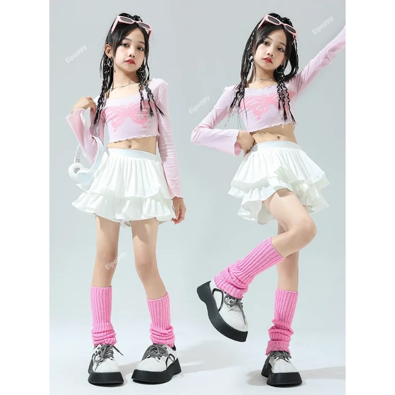 Hip Hop Street Dance Costume Girls Jazz Dance Costume Kids Competition Model Walking Cheerleader Stage Performance Clothing