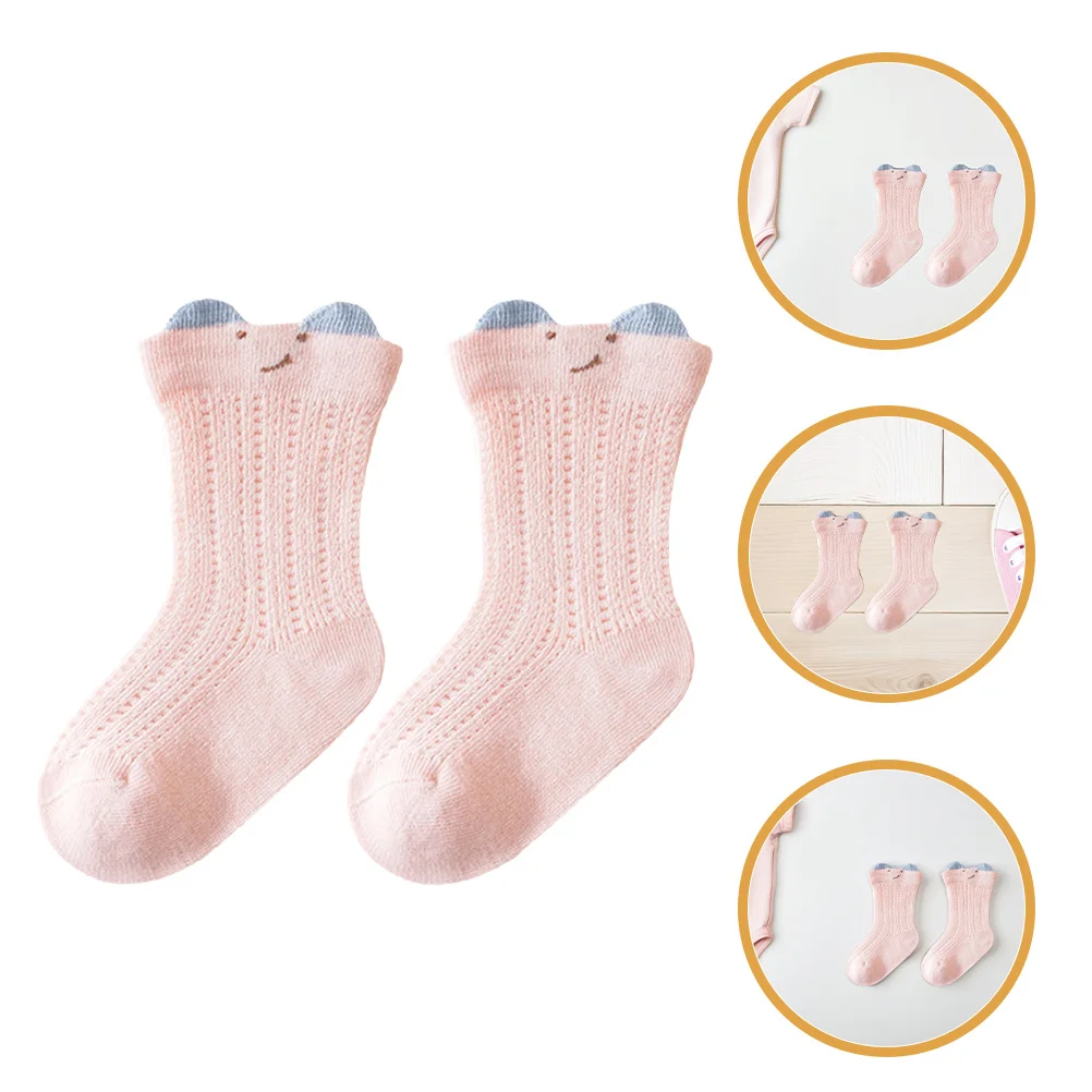 

2Pairs Baby Socks Summer Thin Mesh Breathable Mid-Calf Cute Ear Design Newborn Toddler Boys Girls Baby Girl Knee Socks