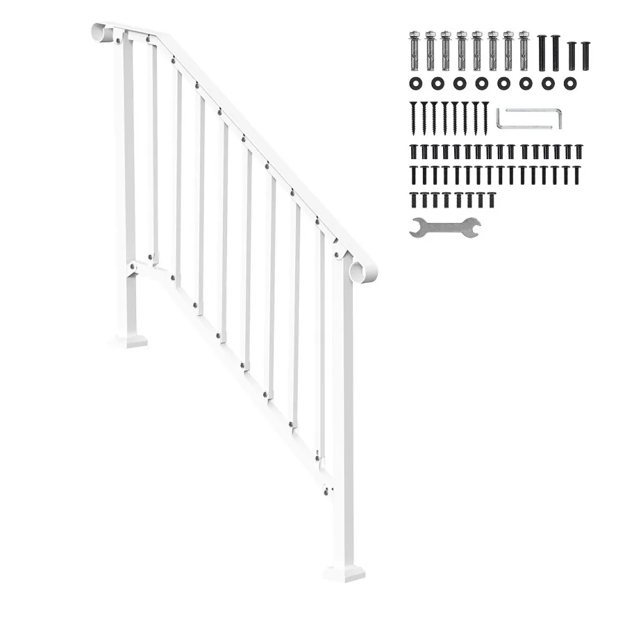 

Handrails for Outdoor Steps 3-4 Step Stair Hand Rail Kit Transitional Carbon Steel Railings with Installation Kit Stair Rails f