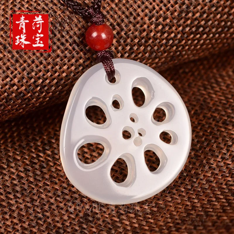 

Chalcedony Pendant with Double-Sided Hollow Design, White Root Jade Waist Ornament, Fashionable and Versatile