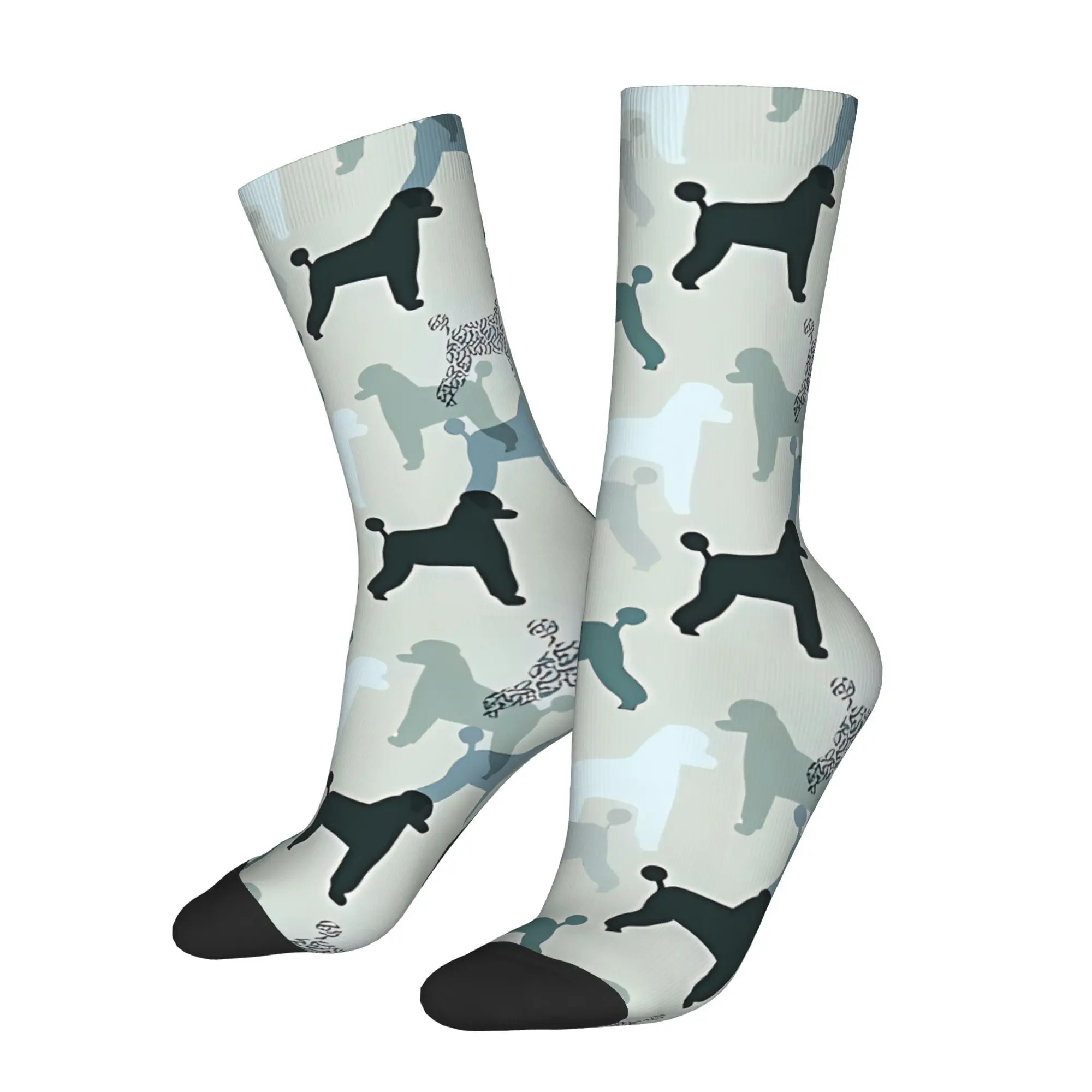 

Poodle Silhouette Blue And Green Animal Dog Sock Printed Man Polyester Fashion