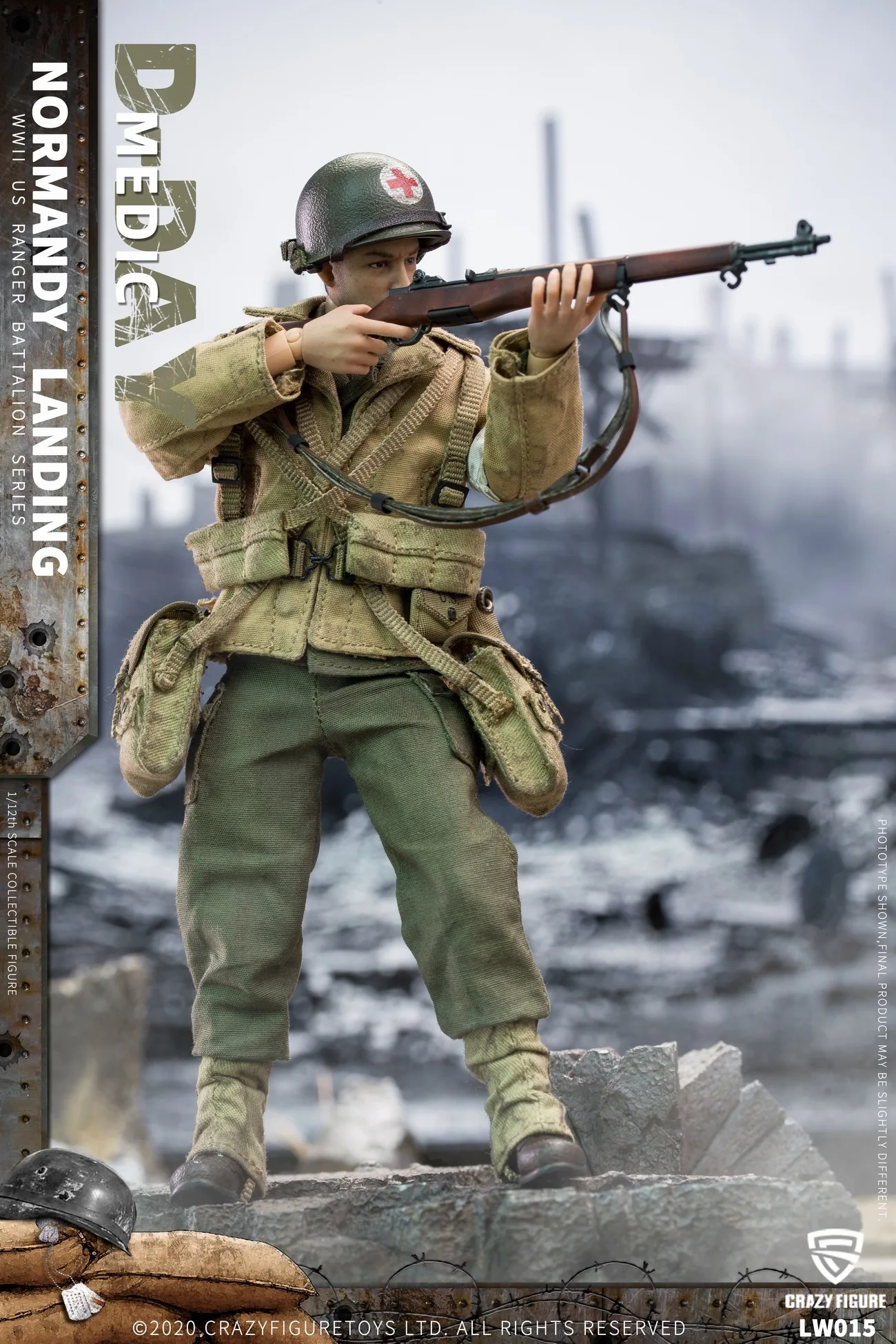 Crazy Figuur LW015 Wwii Us Army Rangers Soldaat Op D-Dag Medic 1/12 Action Figure