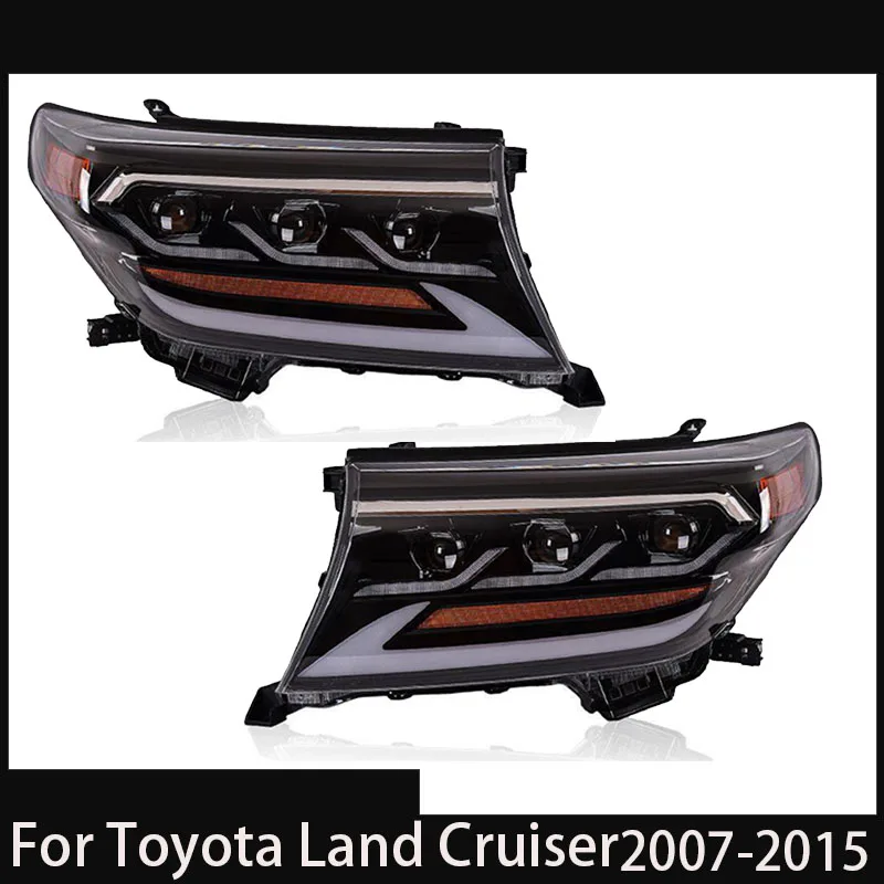 

Передние фонари для Toyota Land Cruiser LC200 DRL 2008-2015 гг., фара FJ200, указатель поворота, полностью светодиодный объектив проектора, автомобильные аксессуары