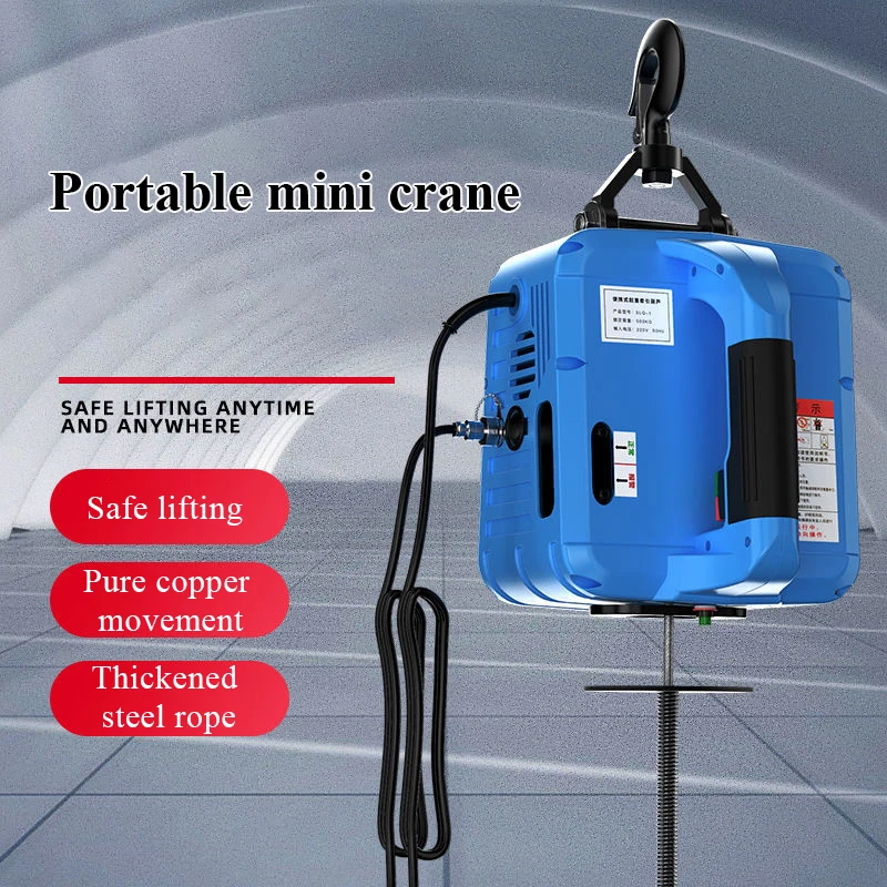 Electric Hoist Lift Portable Crane, Upgrade Electric Winch with Remote Control, Steel Wire Rope Lifting Hoist, 100-500kg, 220V