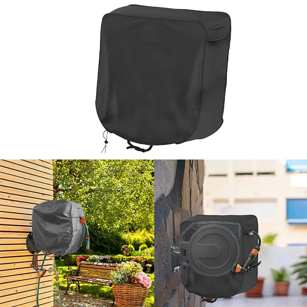 Urethane Coating Hose Reel Cover 250g 60x45x60cm Black Silver Coated Oxford Cloth Urethane Coating Yard Garden Supplies Tool