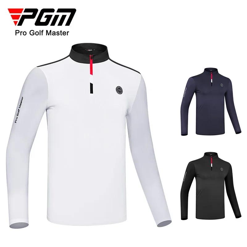 

PGM Golf Men's Spring/Summer New Collection Men's Ice Silk Sunscreen Long Sleeve T-shirt Sports Top Zipper Collar