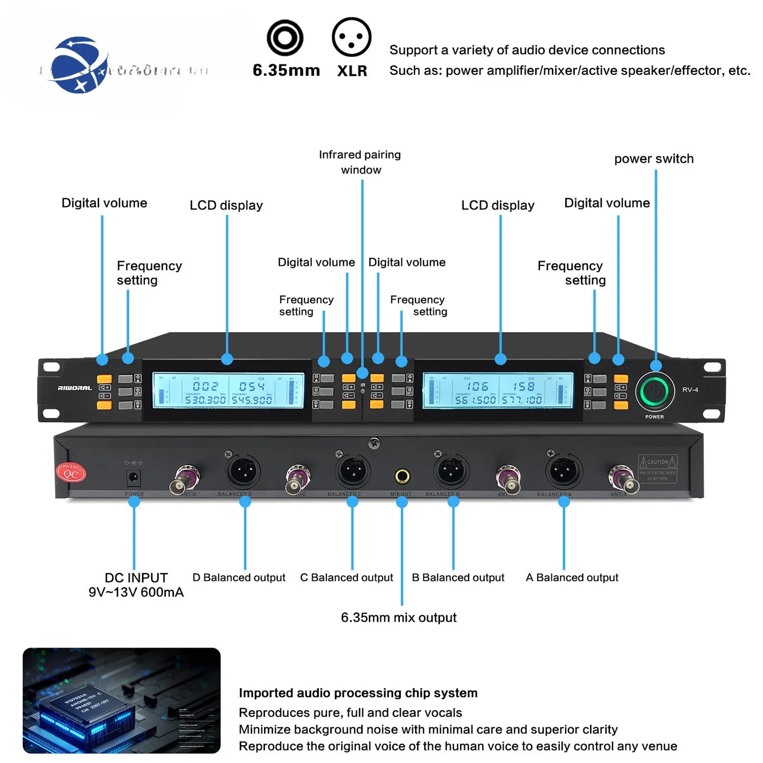 RV-4 Factory direct sales professional wireless studio recording microphone 1 for 4 for sing