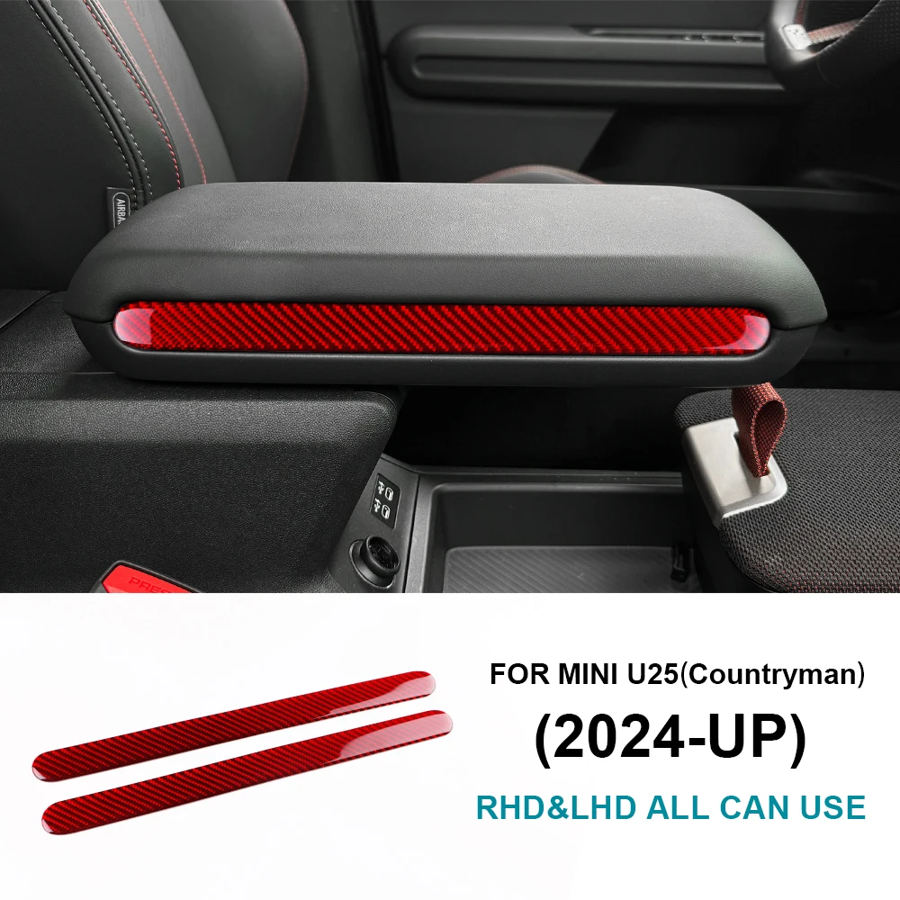 

Car Armrest Box Side Strip Sticker for BMW Mini Countryman U25 2024 2025 Interior Trim Accessories Soft Carbon Fiber Decoration