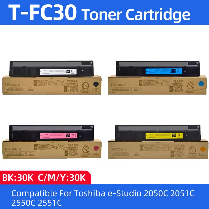 

1 шт. картридж с тонером T-FC30 FC30, совместимый с высокой производительностью, для копировальных аппаратов Toshiba e-Studio 2050C 2051C 2550C 2551C, 4 цвета: черный/синий/мagenta/желтый