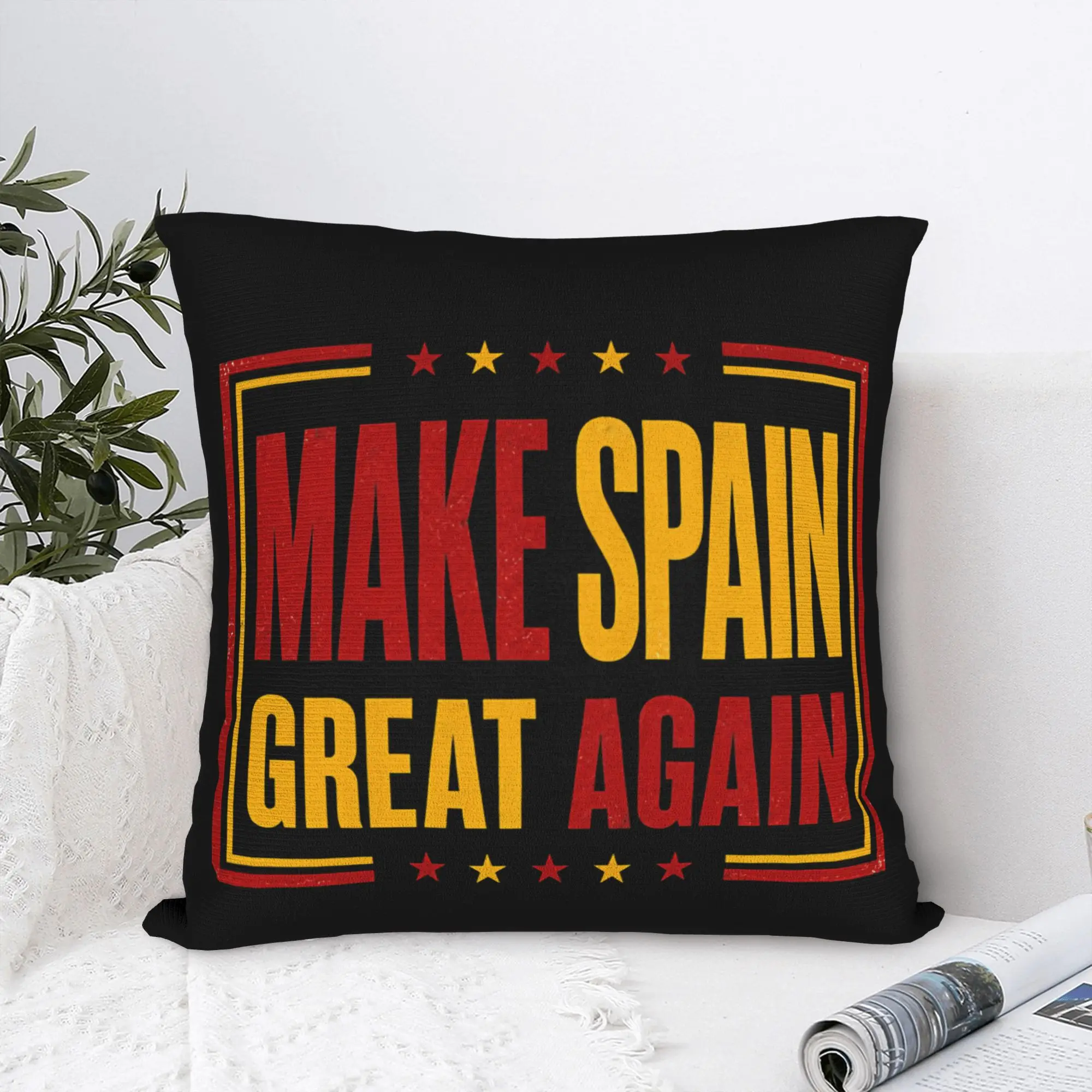 Make Spain Great Again Spanish Pride Square Pillow Covers Polyester Bed Car  Cushion Case Funny Decorative Pillowcase 40*40