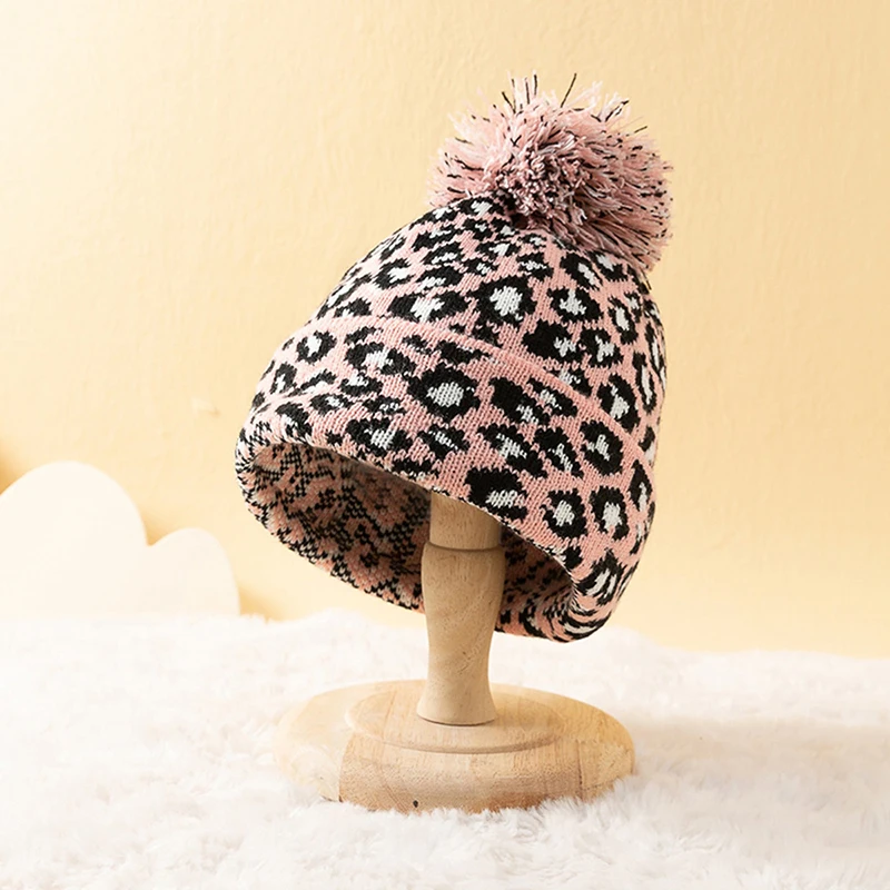 New Autumn Winter Trendy Leopard Crimping Korean Version Hairball Knit Hat Classic Beanies European Wind Beauty Warm Cold Hats 5