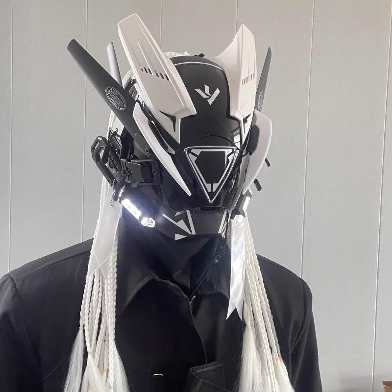 

Cyberpunk Full Face Mask Iron Blood Warrior Helmet Cosplay Accessory with Functional Wind Technology Sense Mechanic Style