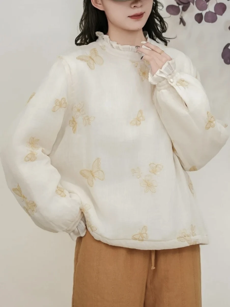 

Высококачественное женское хлопковое пальто с капюшоном Thiened Lantern Sve Pure Color Le Collar с принтом Long Sve round Ne Winter Jaet