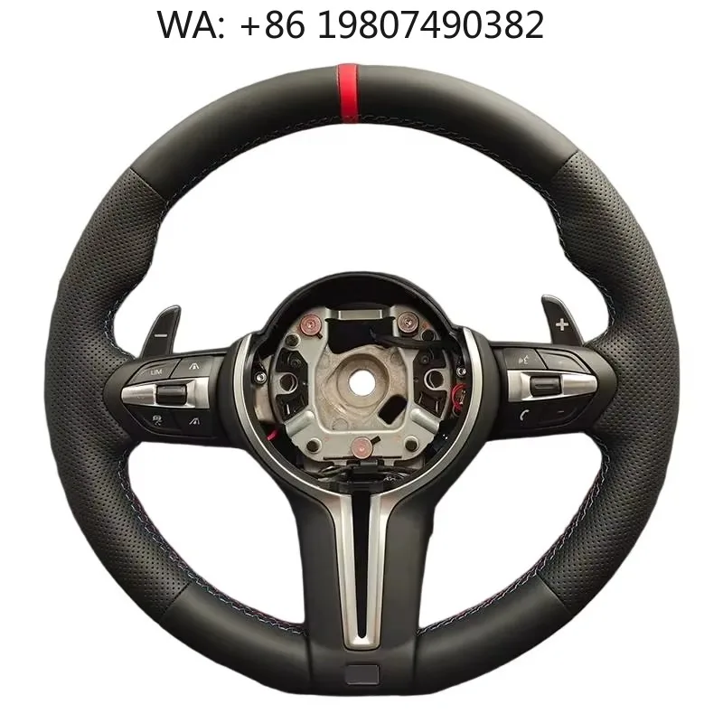 

Red Stripe Half Perforated Full Leather Steering Wheel Fit F10 F15 F20 F22 F25 F30 F31 F32 F36 E70 E90 E91 Interior Modified Whe
