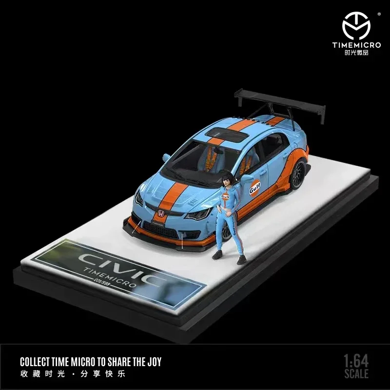 Time Micro 1:64 Model Car Civic Alloy Die-Cast Vehicle Refitting HKS & Gulf Coating