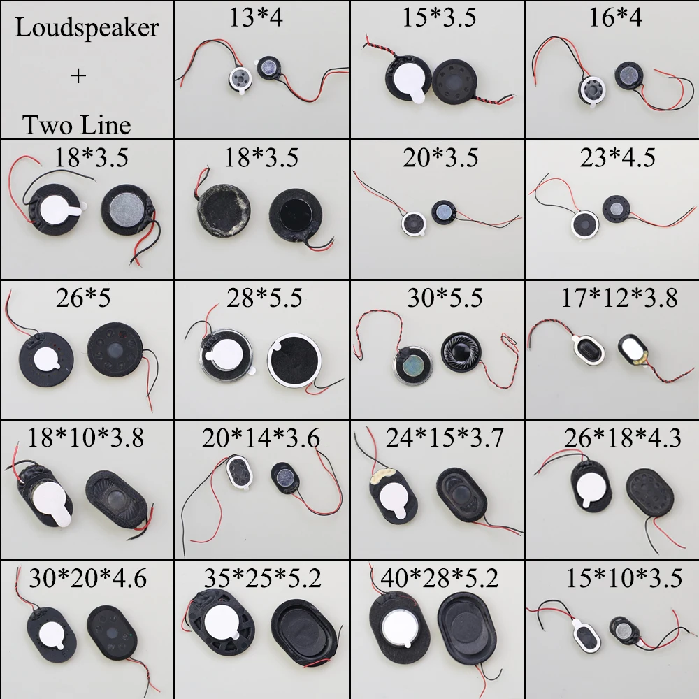 Okrągły głośnik 13mm 15mm 17 18 20 23 26mm 28 30 35 40 mm dzwonek Buzzer głośnik zamiennik do telefonu komórkowego + dwe linie