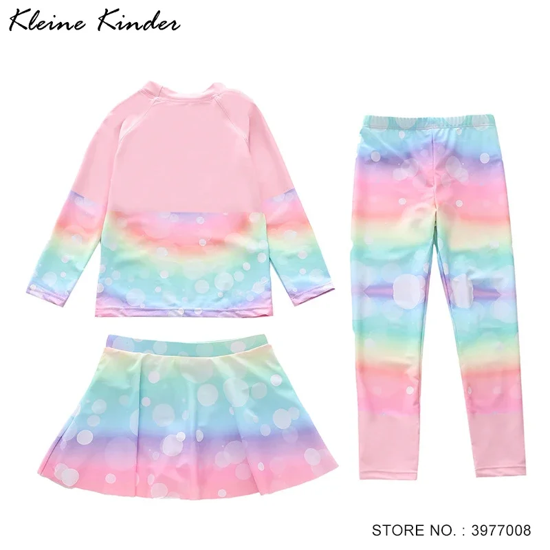 Mädchen Bade bekleidung 3 Stück Langarm Rash Guard Surf hose Set Kinder Badeanzug UV-Schutz Meerjungfrau Schwimmen Badeanzug Mädchen