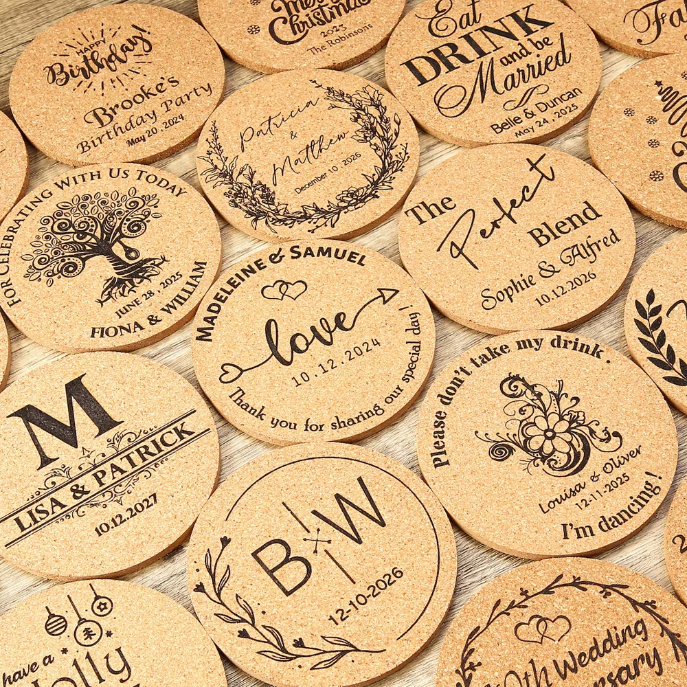 

Free Custom Cork Coaster Bulk Wedding Favors for Guests Personalized Coaster Bridal Shower Gift Party Favors Promotional Items