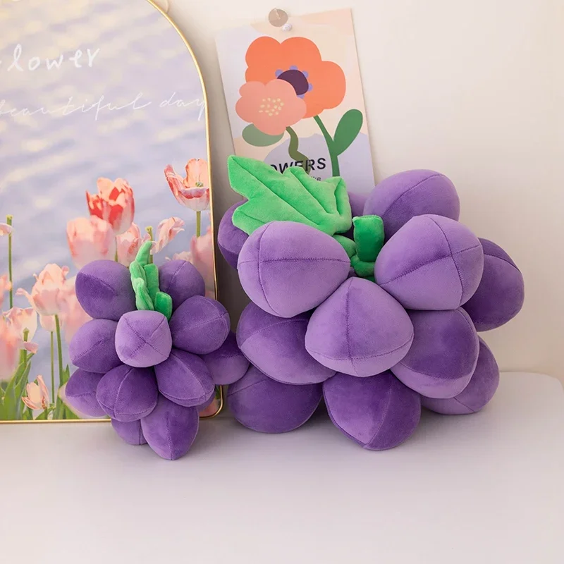 22/35cm Purple Grape Plush Pillow Stuffed Toys Simulation Fruit Cushion Soft Plushie Peluche Sofa Chair Home Decor Kids Gift