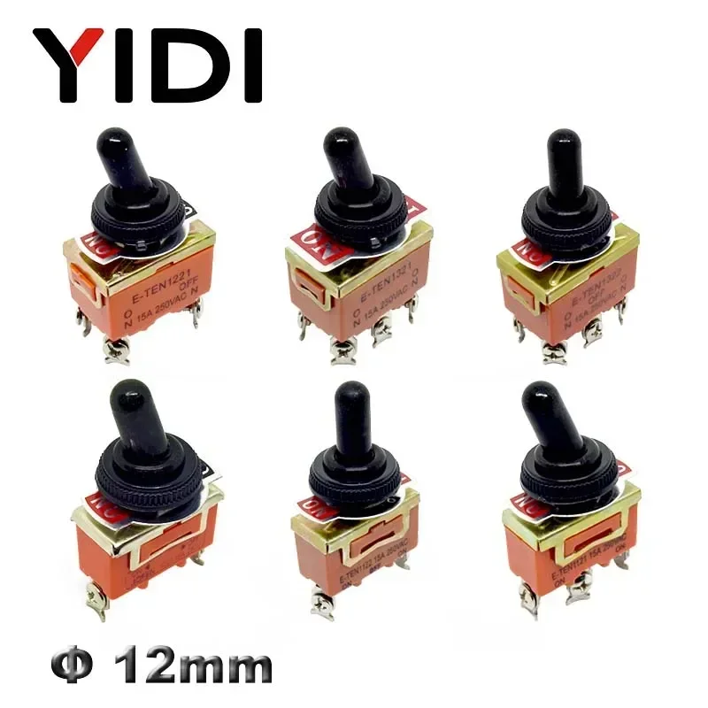 15A 250V KN3C E-TEN1322 1021 1122 1221 1321 6pin Toggle Switch on Off SPST Switch 3pin on Off on DPDT Waterproof Cap Cover