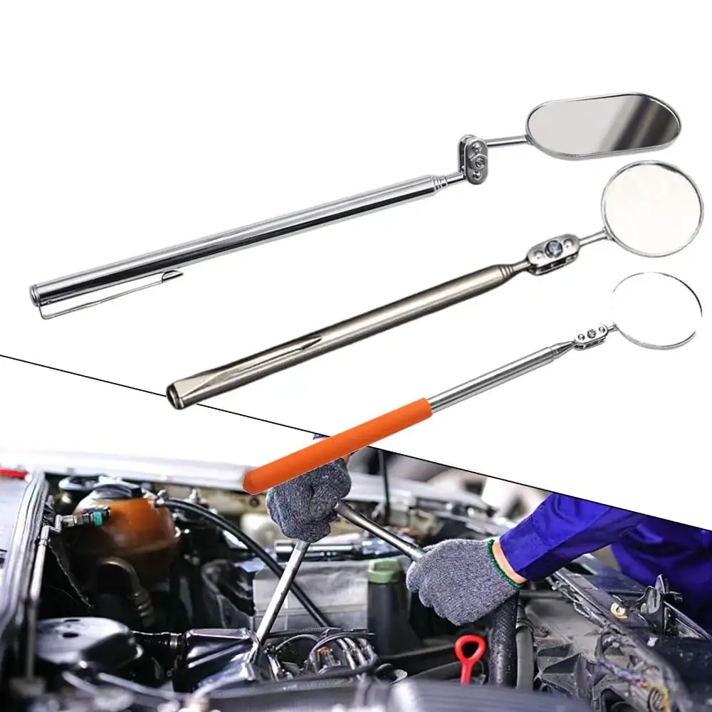 Telescoping Inspection Mirror Extendable for Extra Checking Observing tools Vehicle Small Details Long Inspection Mirror metal