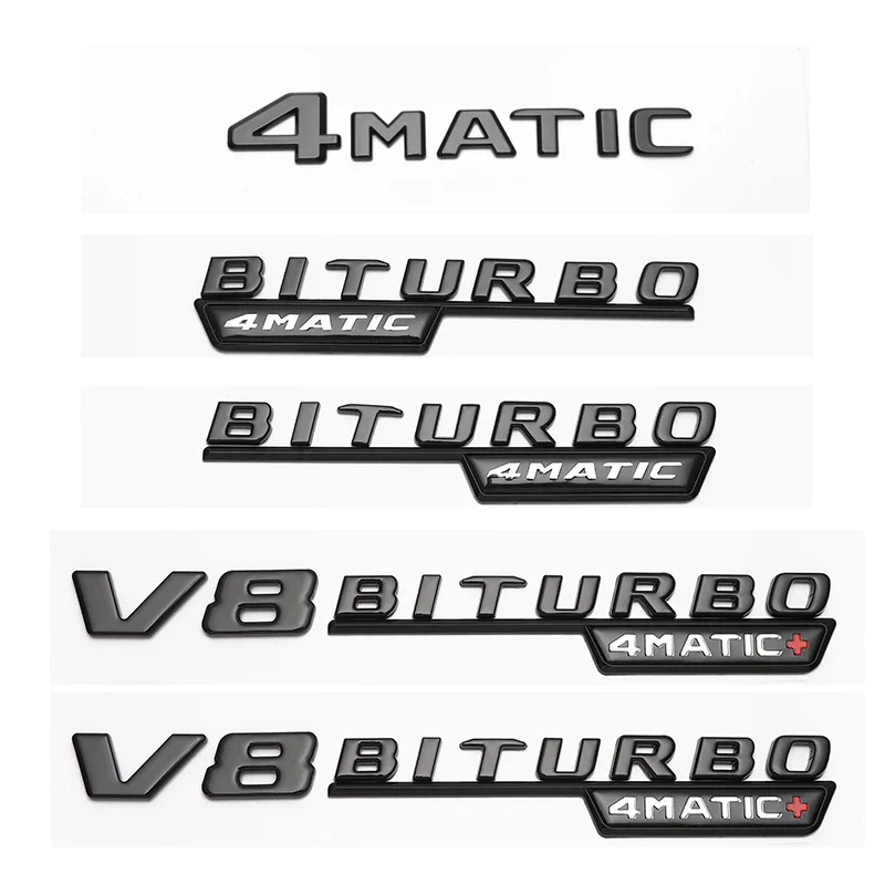 

Suitable for Mercedes Benz Tailsticker V12BITURBO Fender Badge V8 BITURBO Twin-Turbocharged ABS Letter 4MATIC+TURBO Label black