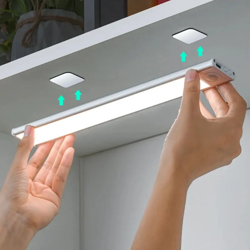 Luz LED con Sensor de movimiento, luz nocturna inalámbrica USB para debajo del gabinete, cocina, dormitorio, armario, Sensor, iluminación interior