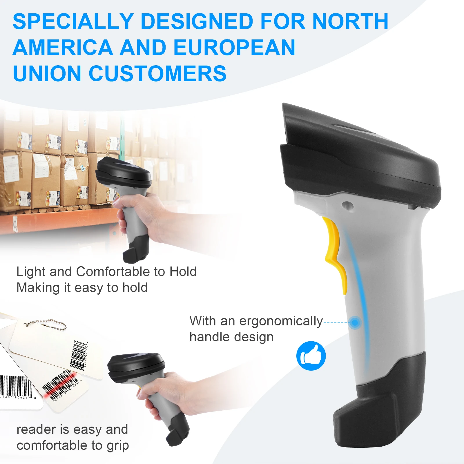 Onewscan، الماسح الضوئي 1D التوصيل والتشغيل، ماسح الباركود اللاسلكي مع شاشة عرض وقاعدة شحن مع جهاز استقبال، المسح السريع. #5