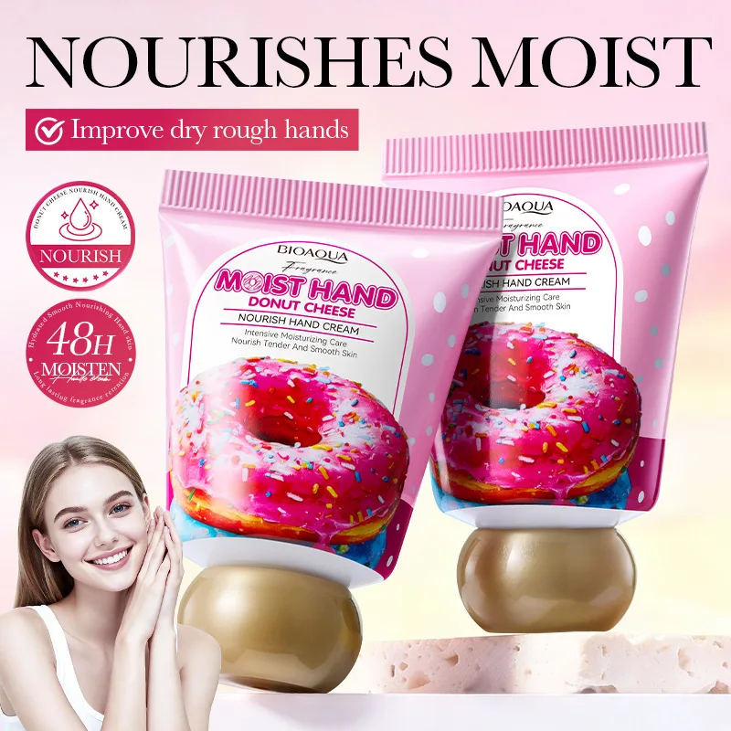 Donut-Handcreme 30 g – tief nährende und trockene Hautreparatur, verhindert Rissbildung und macht Rauheit weich, leicht und schnelle Absorption