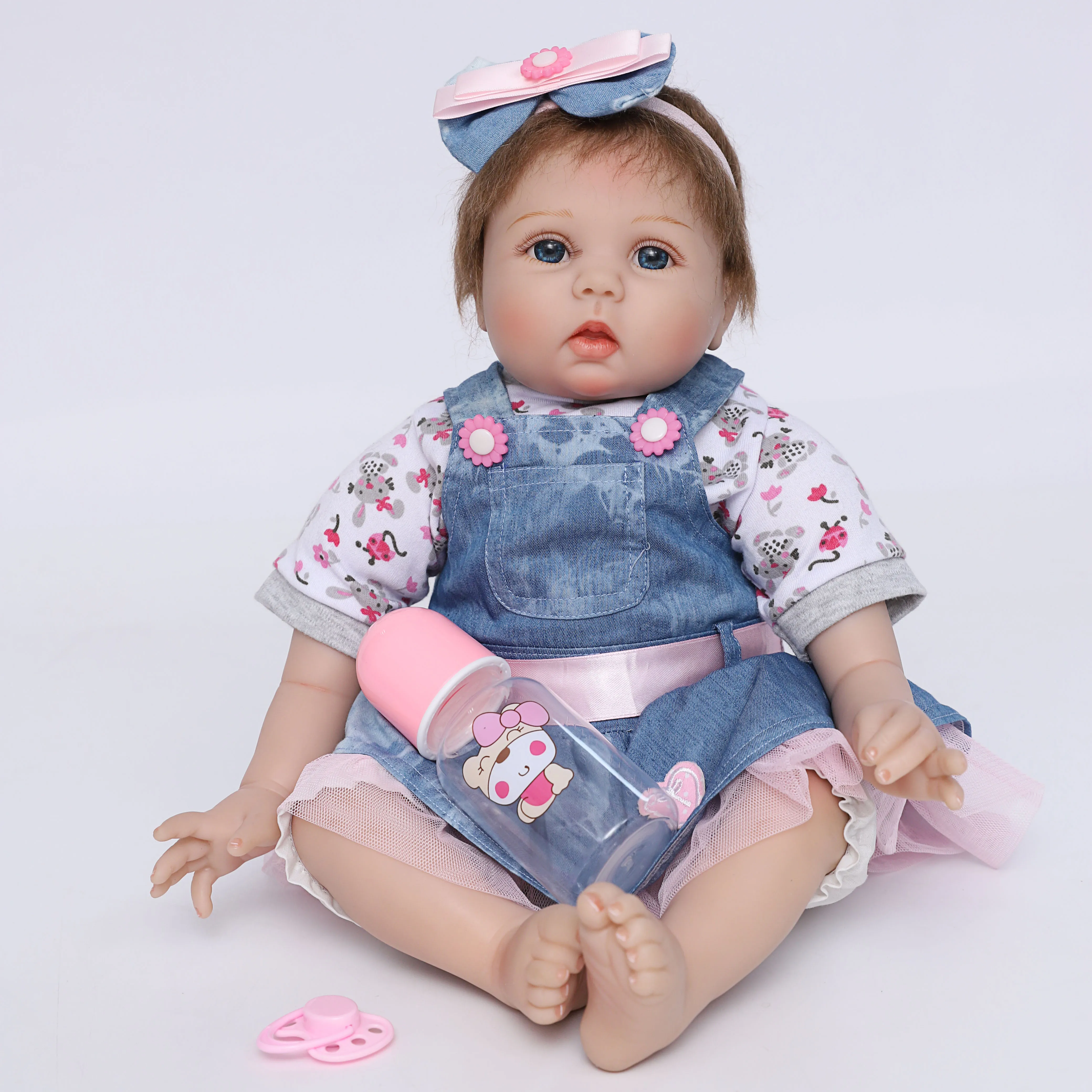 

Reborn Doll Boy 22 inch 55cm Soft Silicone VinylRealistic Reborn Baby Lifelike Newborn Weighted ClothBody