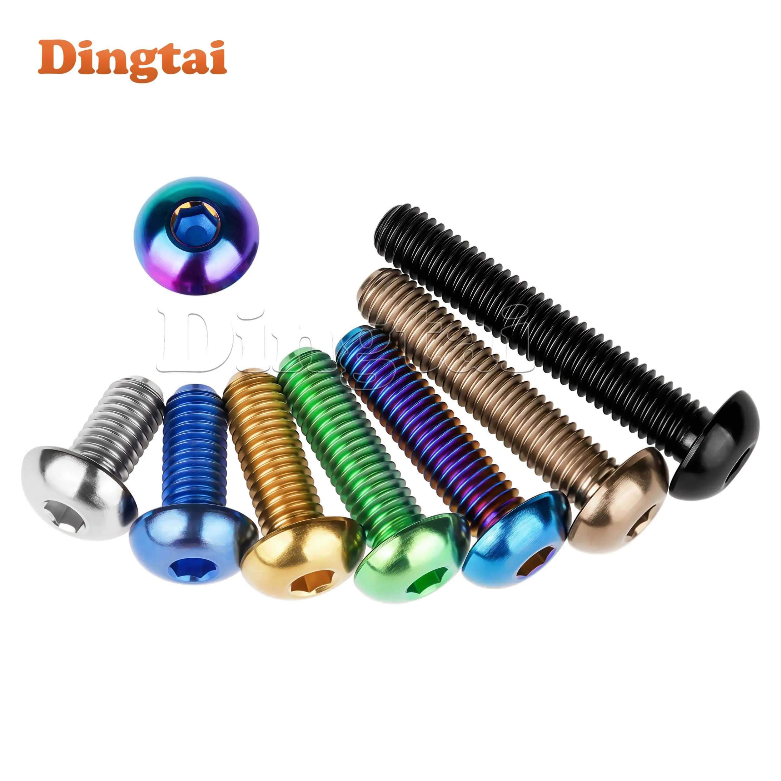 Dingtai Titanium Bolt 10PCS M5/M6x8 10 12 15 16 18 20 25 30 มม.ปุ่ม Hex Allen หัวสกรูสําหรับรถจักรยานยนต์รถอะไหล่