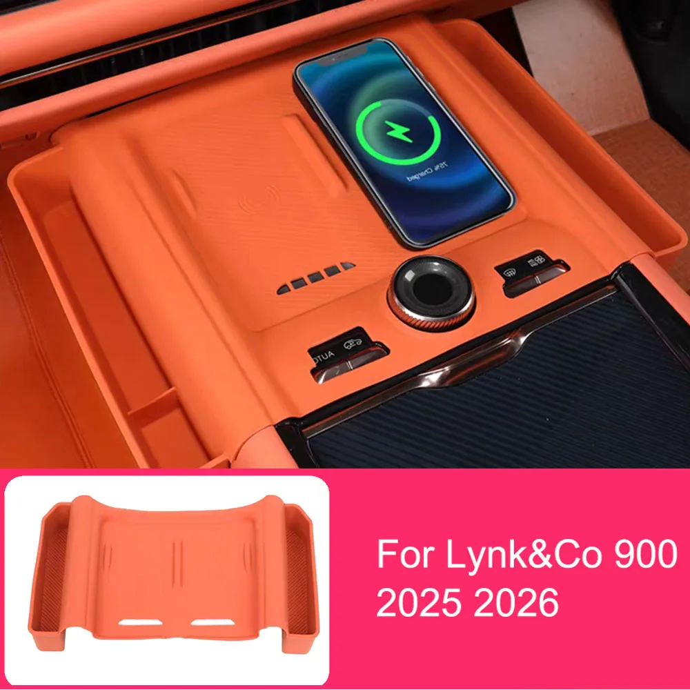 Wireless Charging Mat For Lynk & Co 900 2025 2026 6-Seater Center Console Anti-Scratch Protective Pad With Side Storage Box