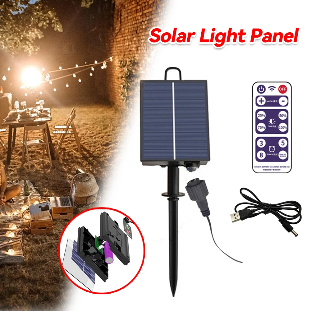 1-5pc Solar Battery Box Kit Pack Powered Lithium Panel Light With Drill Digger Remote Control 12000mAh For Led String Strip Lamp