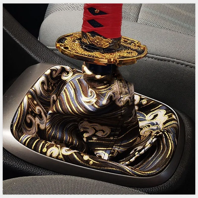 JDM Car Gear Shift Cover Japanese Style Universal Canvas Shifter Speed Lever Samurai Sakura Protector Auto Interior Accessories