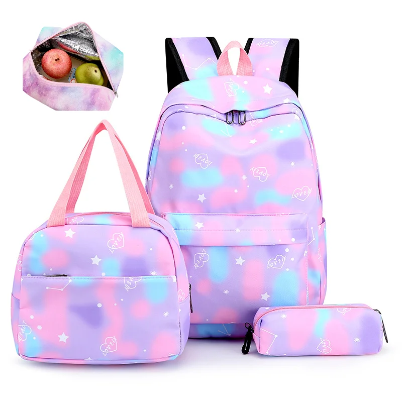 Children School Bags Set For Girls Teenager School Backpack with Thermal Lunch Bag Students Waterproof Schoolbag Kids Backpack