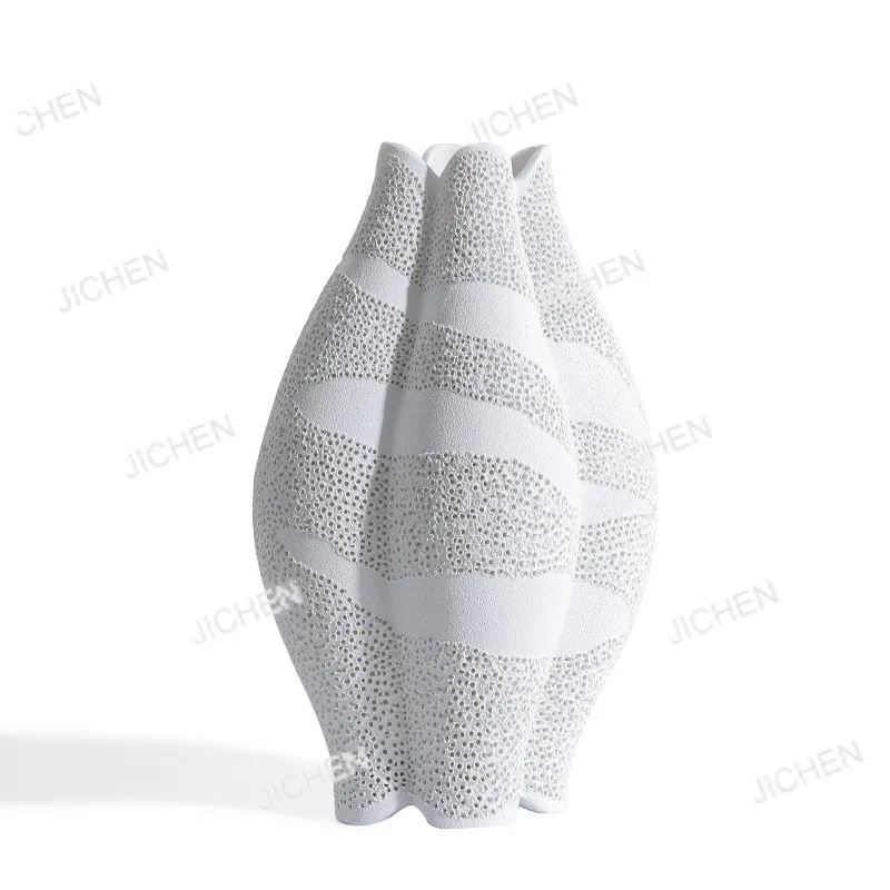 Florero de resina blanco moderno y sencillo, arreglo de flores secas de arte creativo, mesa de comedor de escritorio, adorno para gabinete de vino de oficina