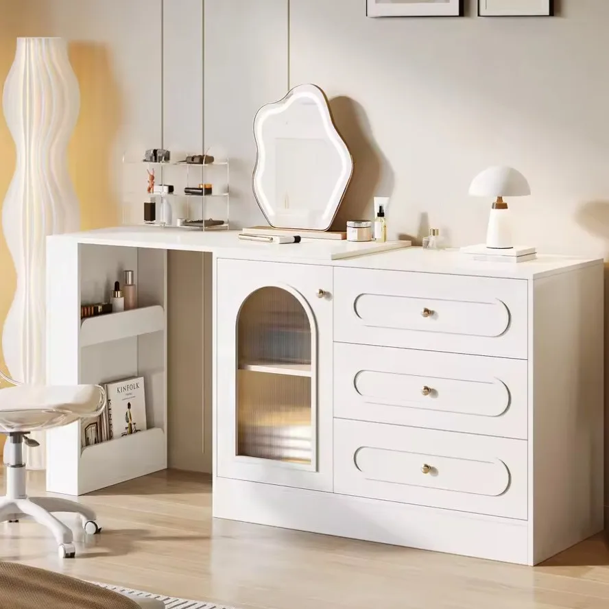 Vanity table panel furniture, bedroom minimalist bedside table, makeup storage cabinet, integrated cream-style vanity table
