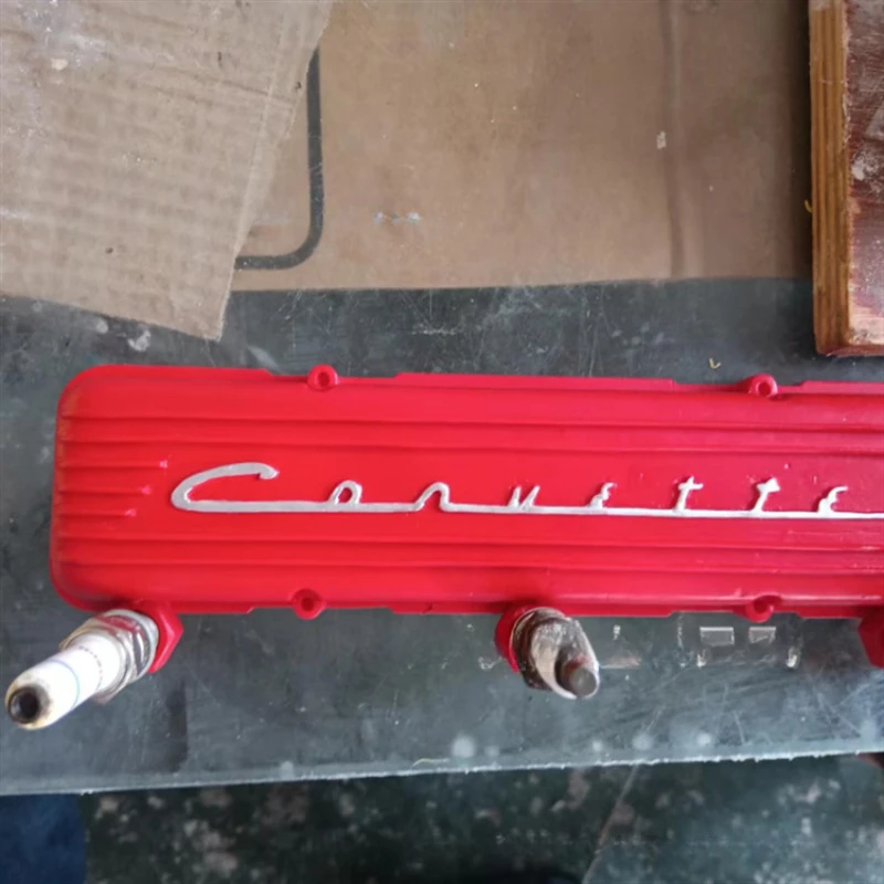 Vintage Corvette Script Valve Cover Rack - Unique Key & Decorative Hooks for Car Enthusiasts