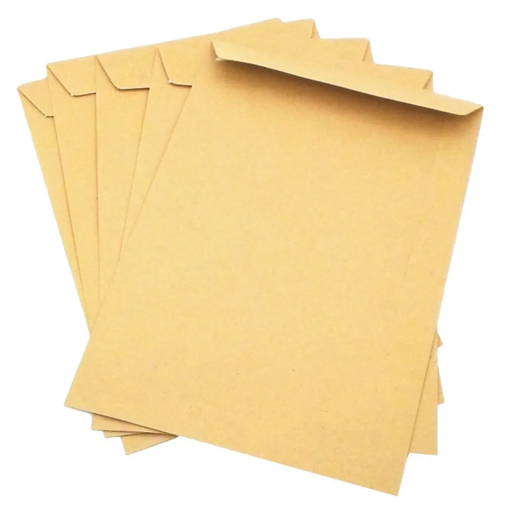100Pcs Kraft Paper Envelope Light Brown 229x162mm Blank Classic Plain Color Mini Envelopes for Party Wedding Thank You Notes