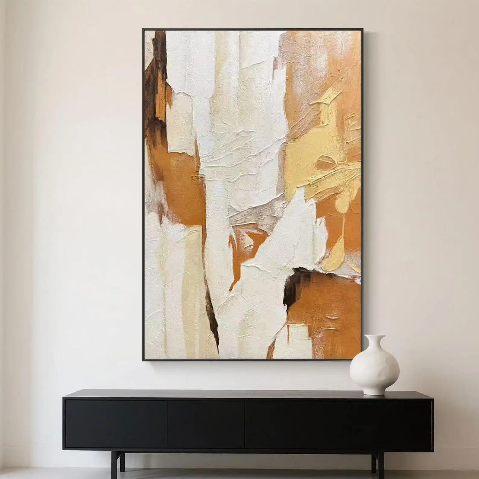 

Картина маслом Mhemyo Large Original Textured Abstract, ручная работа, бело-коричнево-желтая палитра, техника мастихином, для декора дома и интерьера.