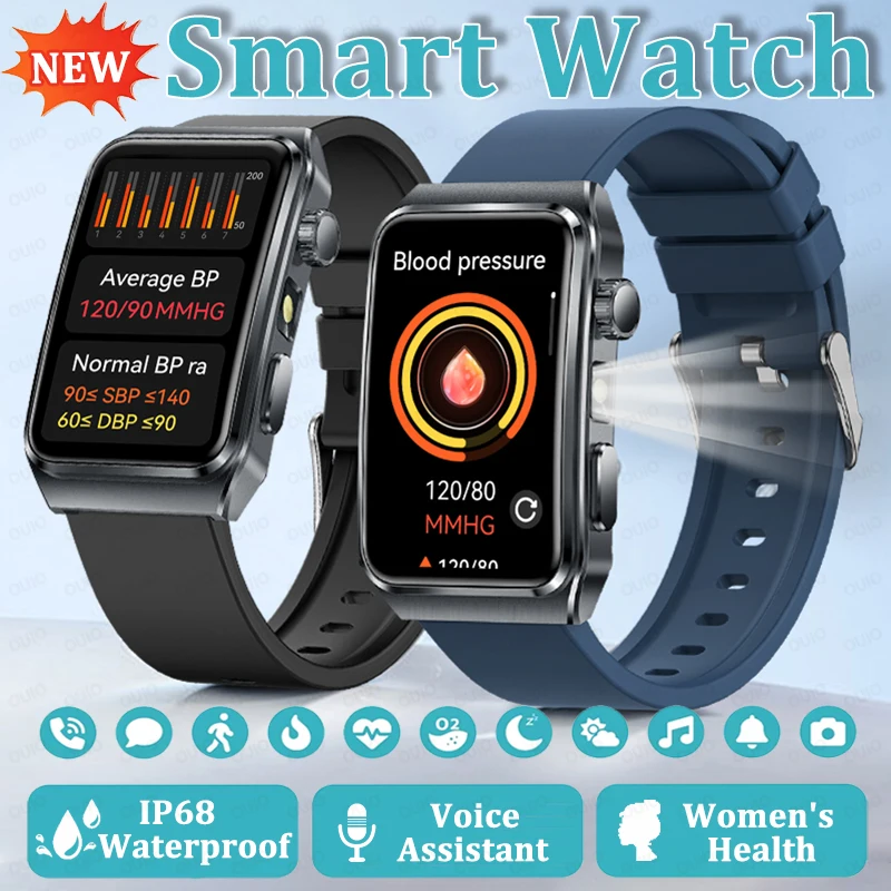 

2025 New LED Flashlight Smart Watch Micro Check Multiple Sport IP68 Waterproof AI Voice Bluetooth Call Women Health Smart Watch