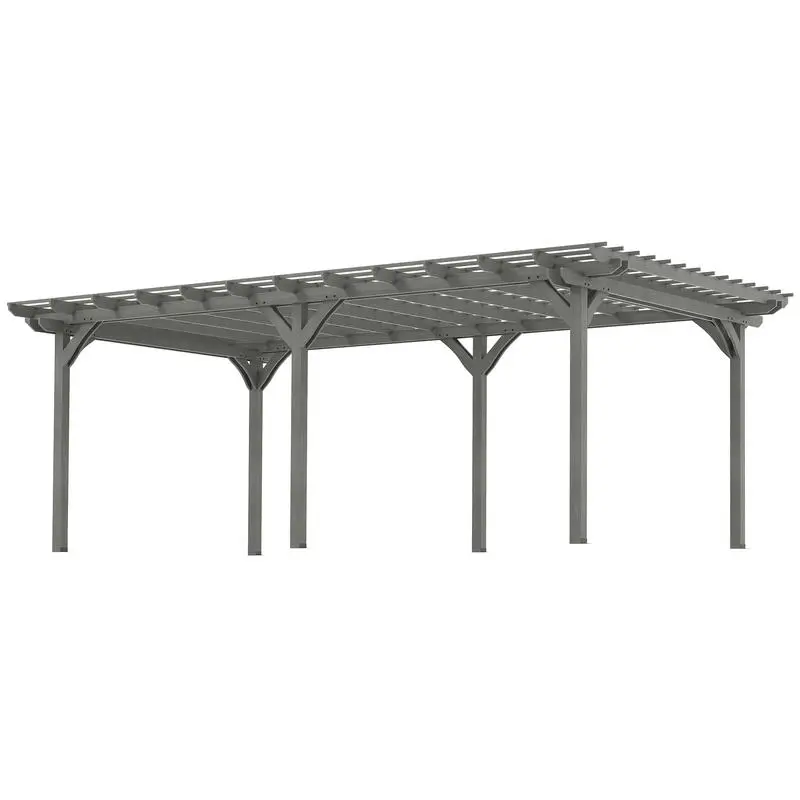 

Outsunny 12' x 20' Outdoor Pergola, Wood Gazebo Grape Trellis with Stable Structure for Climbing Plant Support, Gray