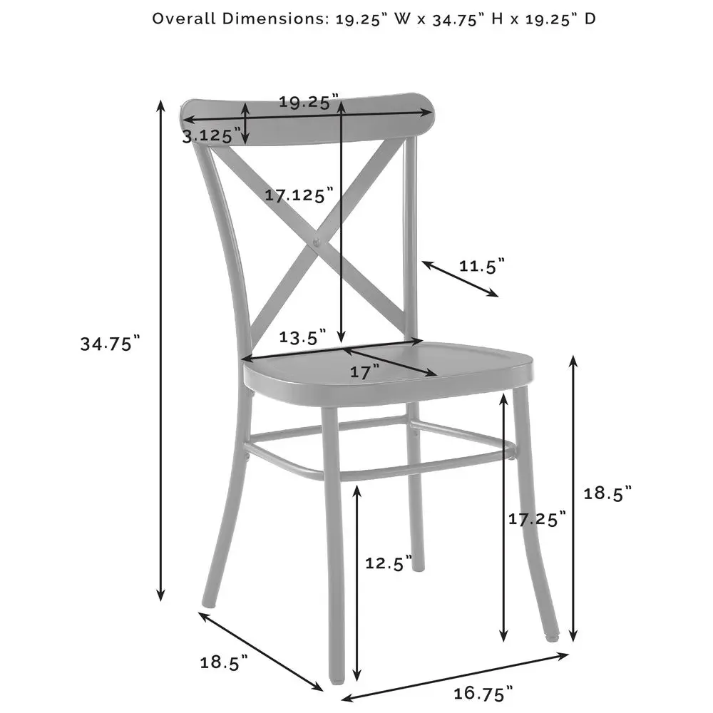 

Camille French Industrial Metal X Back Cafe Dining Chairs Set of 4, Kitchen Chair, Matte Black
