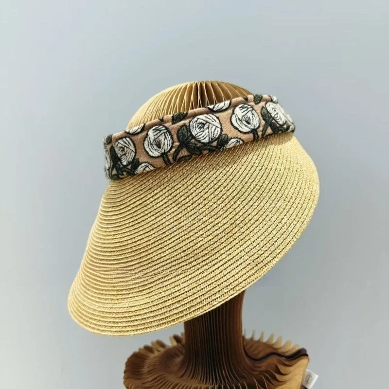 

Spring and summer sunshade papyrus empty top hat large brim sunshade sunscreen foldable