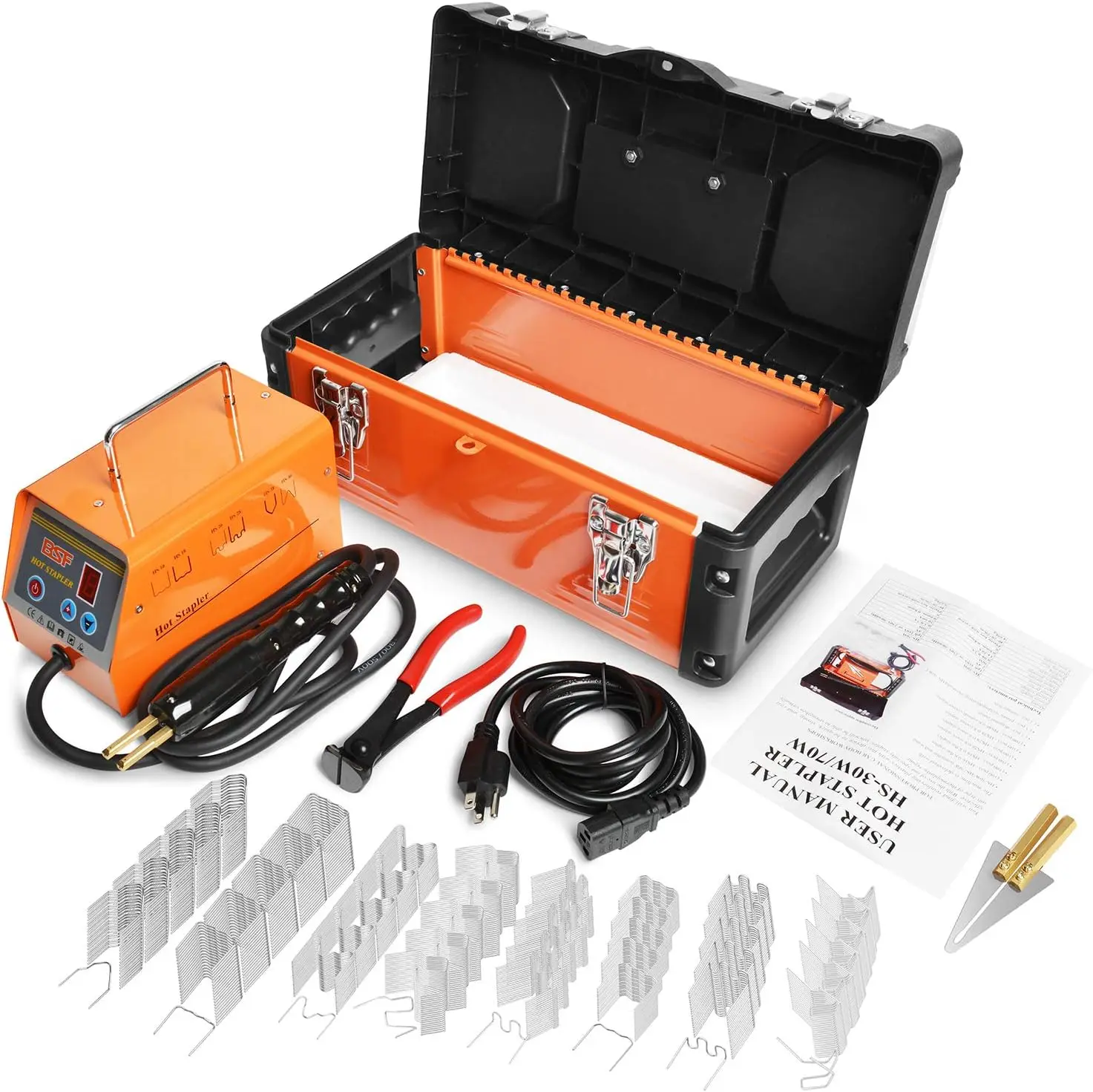 

Plastic Welder Repair Kit, 5-Level Adjustable Power, 110V Hot Stapler with Storage Box